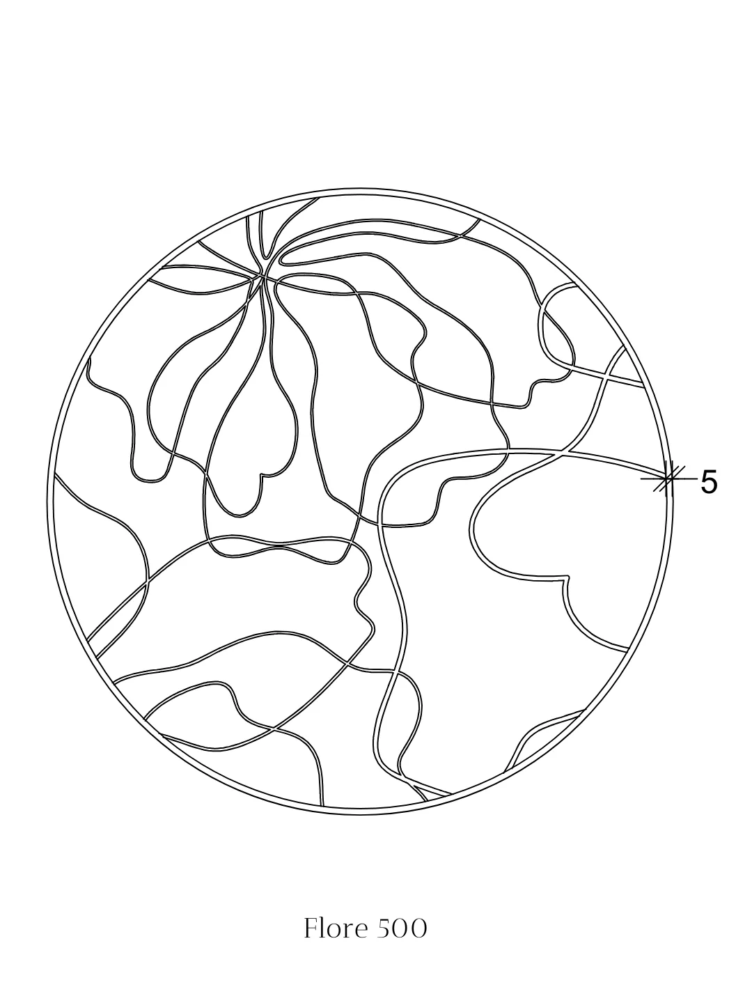 Flore Mirror technical drawing, Ø 500 mm